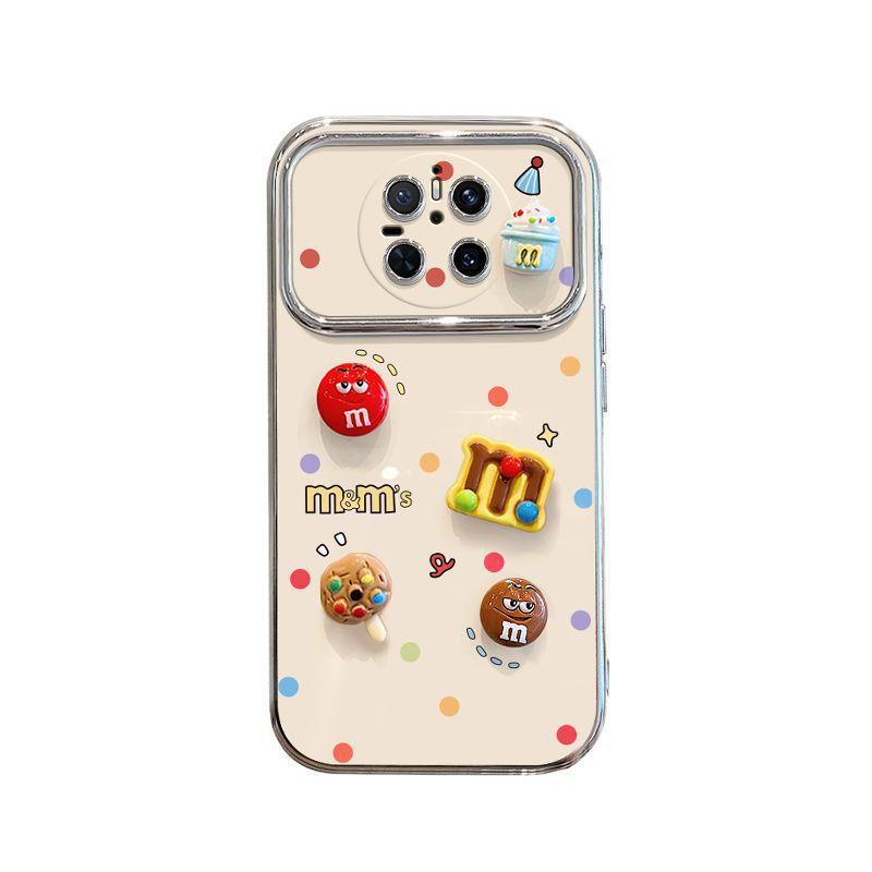 Applicable to Huawei mate70pro new mobile phone case cartoon cute mate60 all-inclusive mobile phone case chocolate beans
