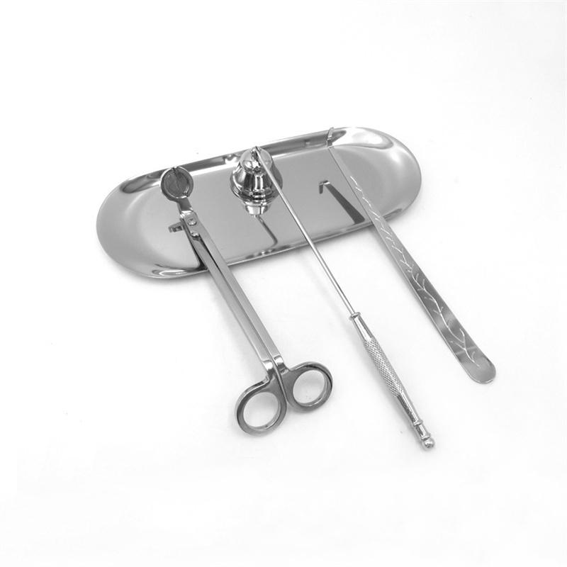 4 stk/sett Lysveke Trimmesaks Slukkerkroker Lystilbehør med Brett Rustfritt Stål Veketrimmer Dyppeverktøy