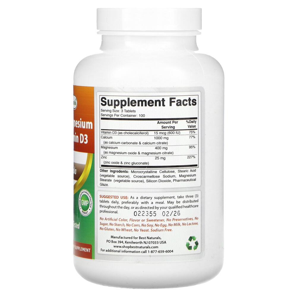Calcium Magnesium Zinc + Vitamin D3 300 Tablets