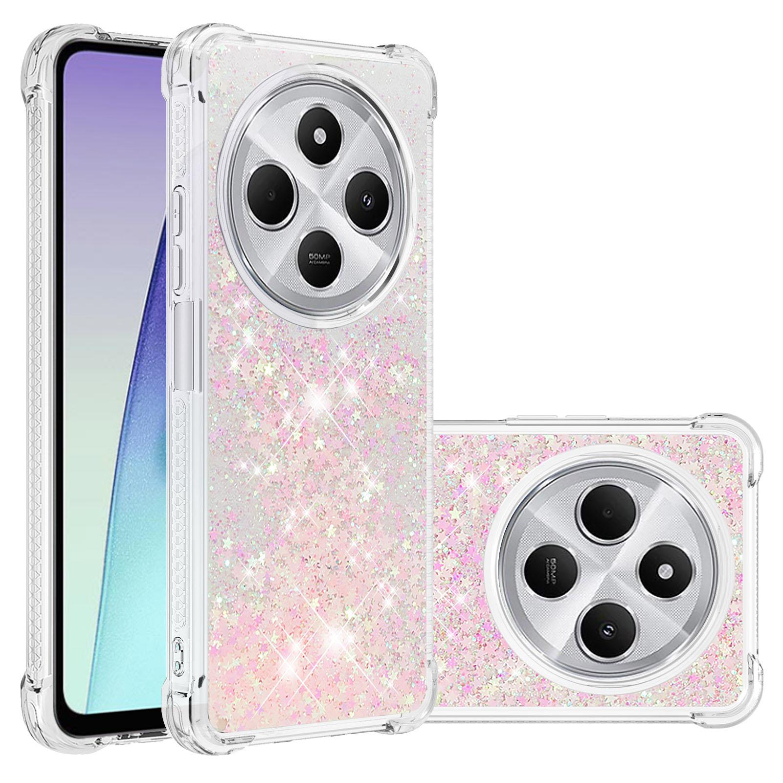 

For Xiaomi Redmi 14R 5G/Xiaomi Poco C75 4G/Xiaomi Redmi 14C 4G TPU Case Glitter Quicksand Shockproof Phone Back Cover Pink/Pentagram