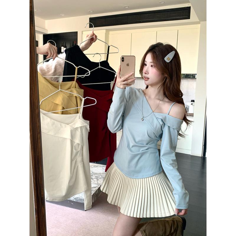 

Spring Plus Size Women s Off-Shoulder Slim Fit Long-Sleeved Top 4XL белый