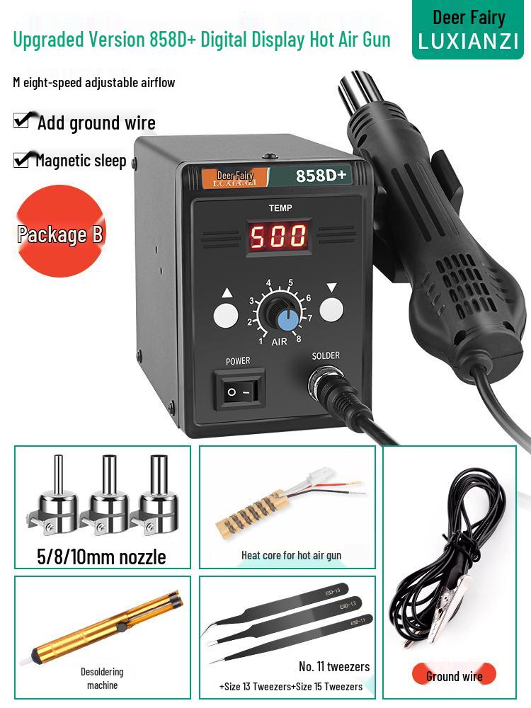 Deer Fairy 858D Hot Air Gun Desoldering Station for Soldering and Mobile Phone Repair