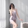 French pure desire lace pajamas women's summer ice silk suspender nightdress with blouse sexy loungewear