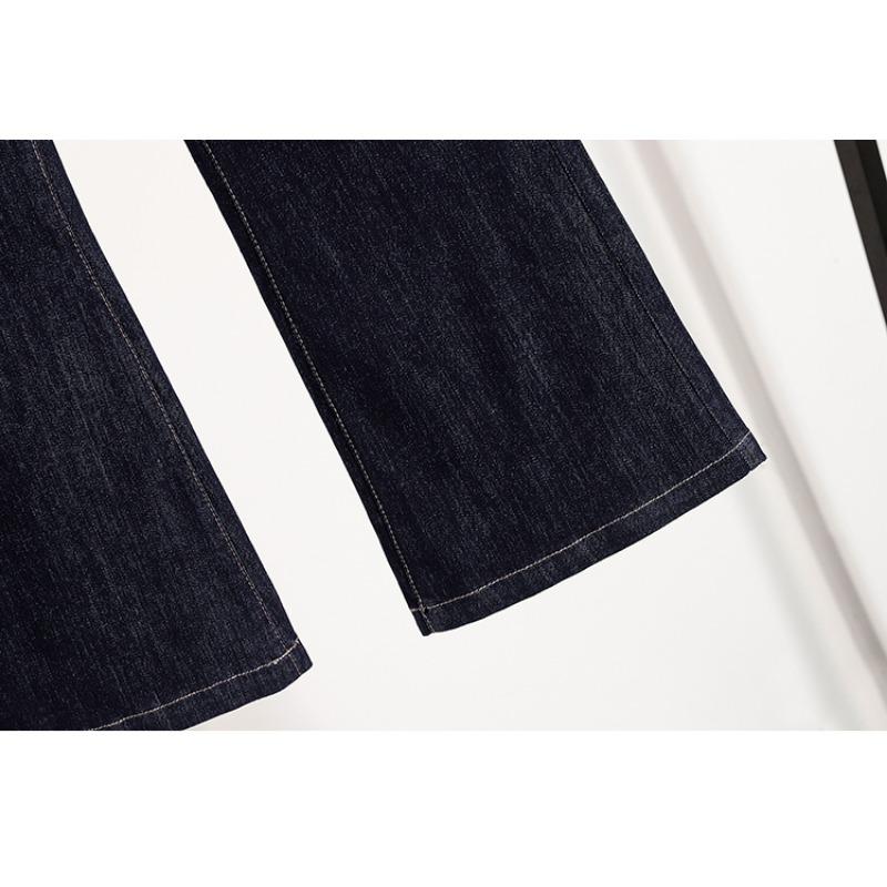 Dimanaf 2025 Plus Size Autumn Women Jeans Pants Denim Flared Pants Elastic Blue High Waist Trousers Oversize New Pants 5XL