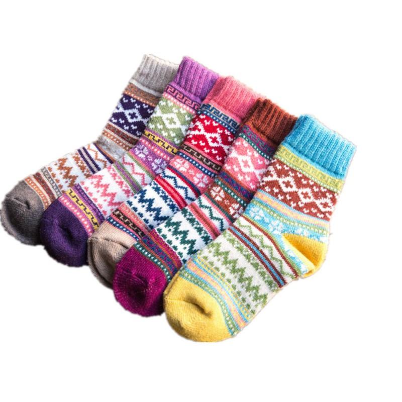 Womens Mid-Calf Ski Socks Warm Thick Knit Wool Winter Outdoor Sports