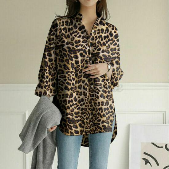 2025 Women's Plaid Lapel Long-Sleeve Mid-Length Fashion Shirt