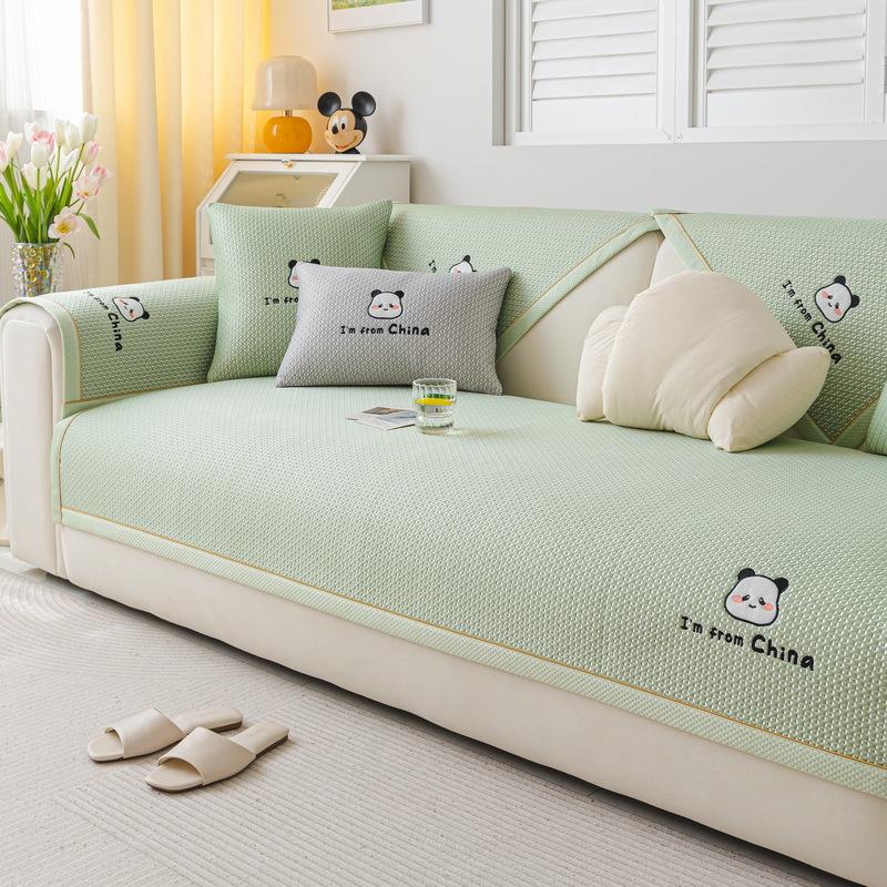 Summer New Cool Bean Ice Silk Sofa Cushion Non-Slip Cool Breathable Seat Cushion  Backrest Towel Cover Cloth