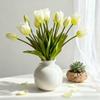 5 Heads Tulip Artificial Flower Multicolor Green Leaves Simulation Tulip Flower Photo Props Floral Arrangement Faux Flower