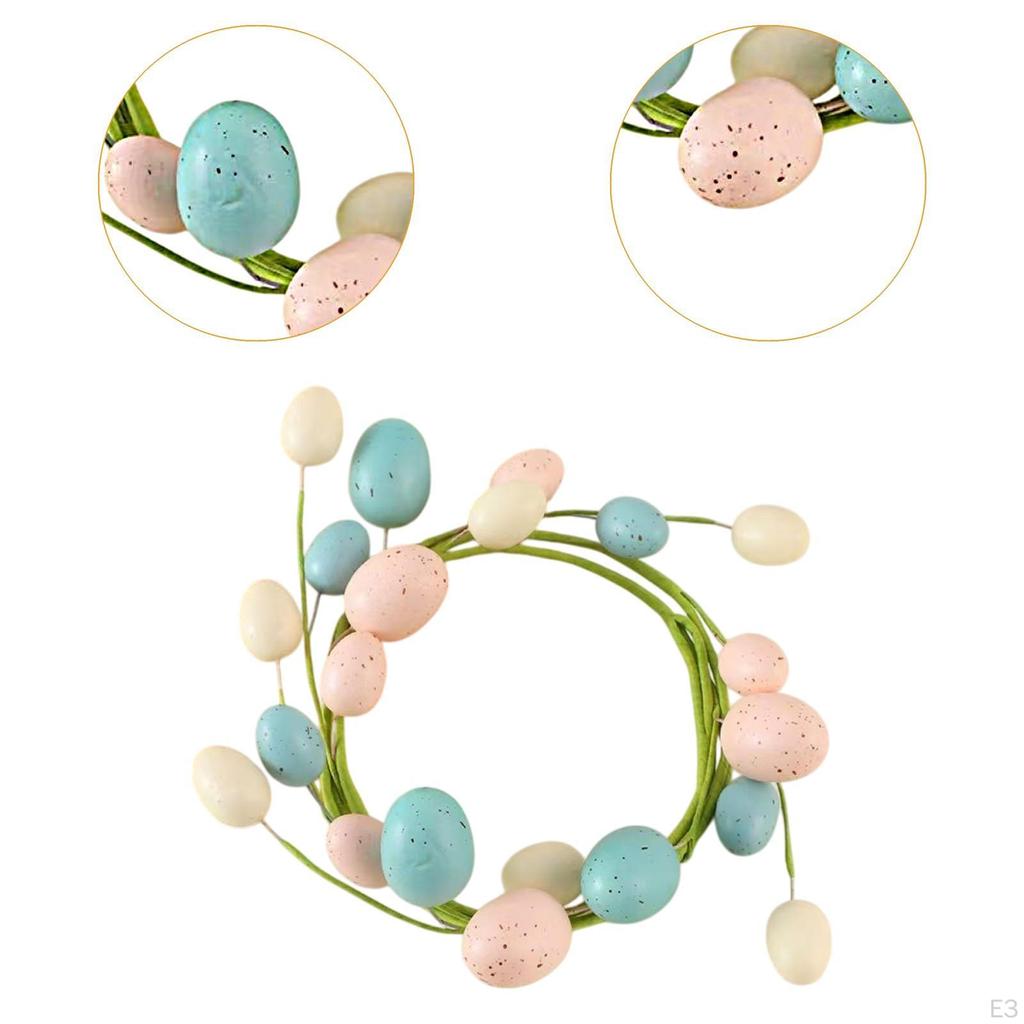 Easter Eggs Ring Wreath Artificial for Front Door Handcraft Spring Decor Home Indoor