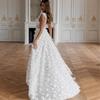 White Three-dimensional Flower Lace-up Ball Dress 1011 New Elegant High Split Sexy Sleeveless Light Wedding Dress