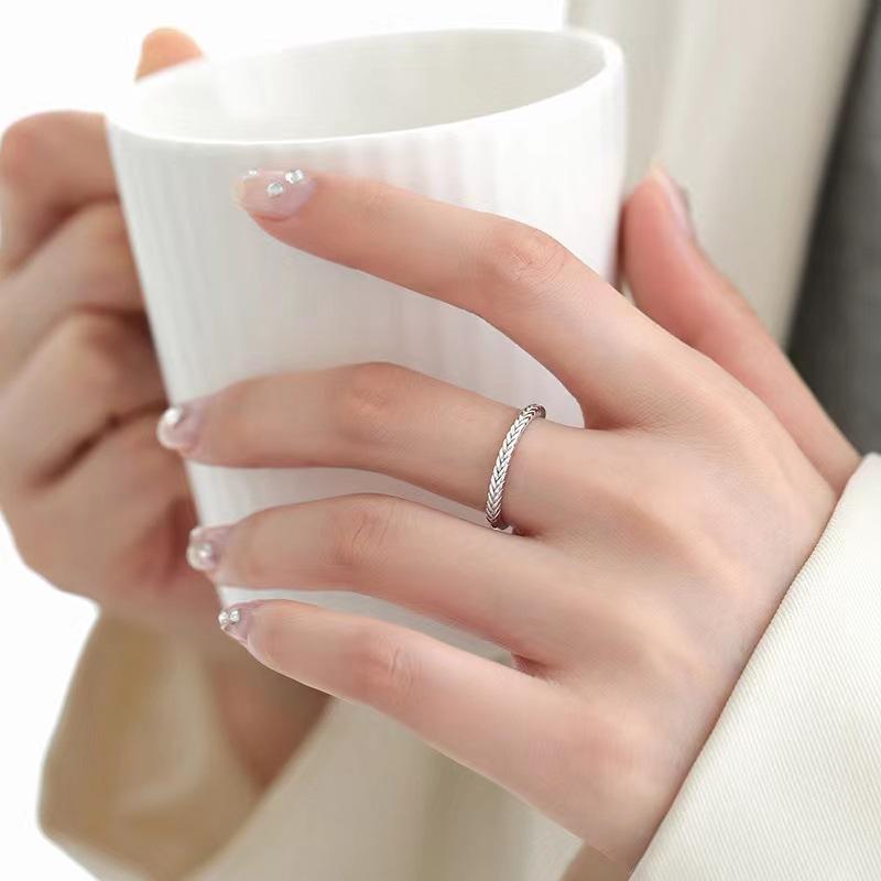 Wheat Grain Ring for Women – Solid Thai Silver Niche Design, Fashionable Elegant Versatile Light Luxury Premium Valentine's Gift