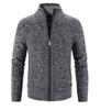 2024 Men's Autumn/Winter Stand-Up Collar Fleece-Lined Cardigan Sweater