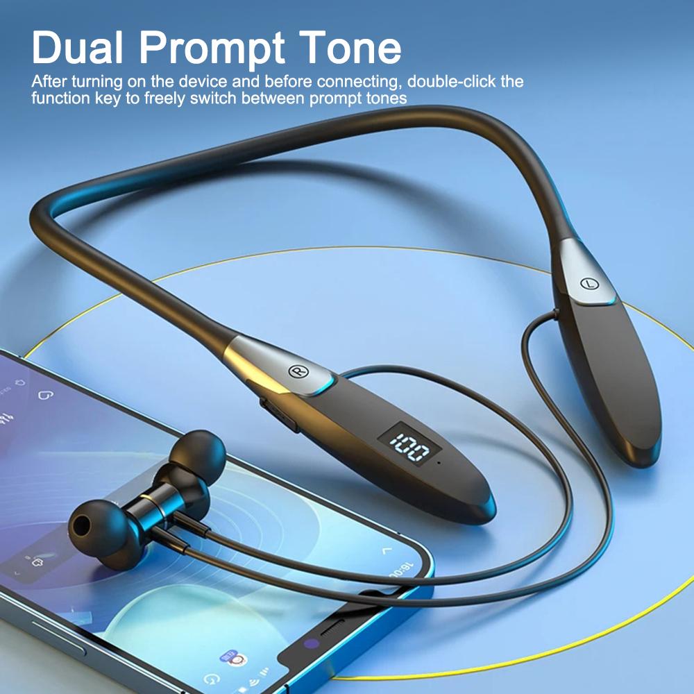 60 Hours Playback Wireless Bluetooth 5.3 Headphones Neckband Bass Stereo Sports Waterproof Headphones with Microphone
