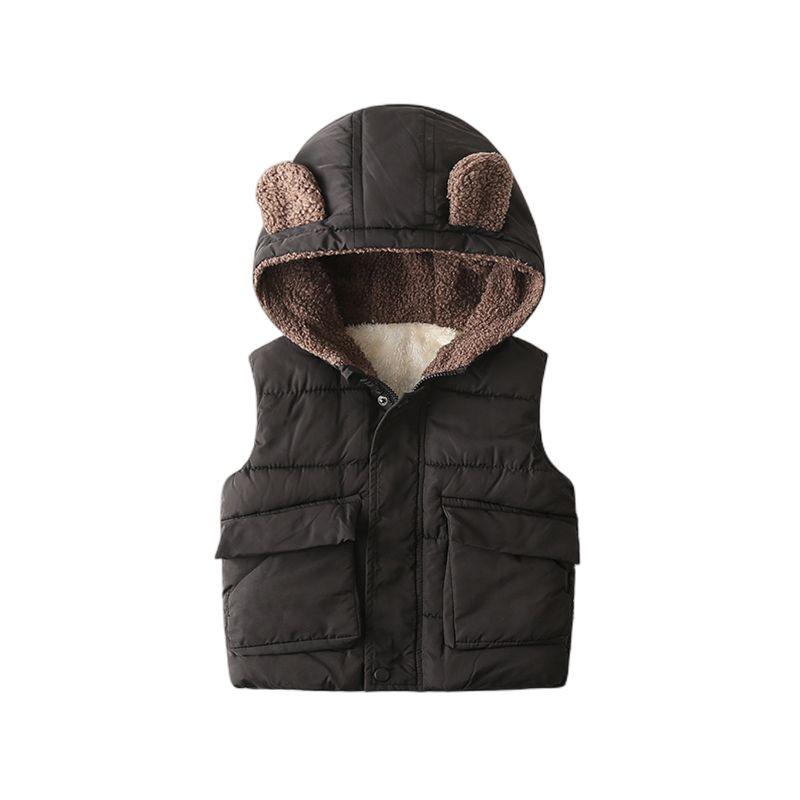 Cashmere Cotton-Padded Coat Zipper Boy Hooded for Autumn and Winter