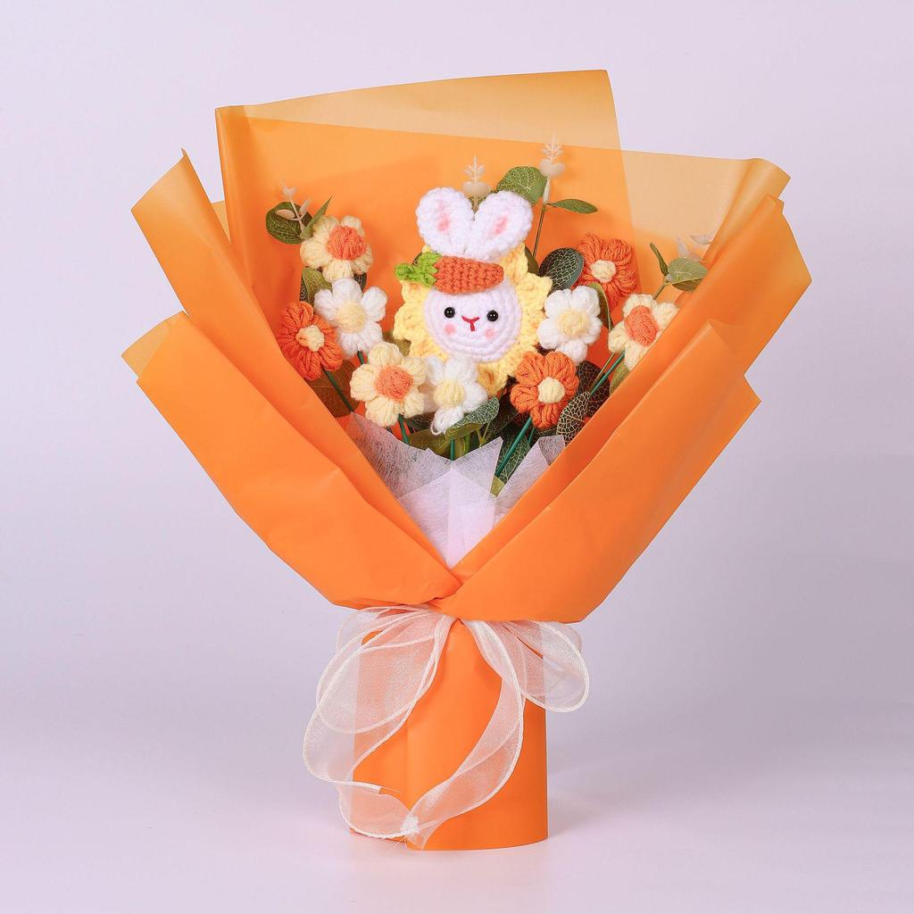 Hand-Knitted Rose Yarn Bouquet - Perfect Birthday or Festival Gift for Friends and Teachers