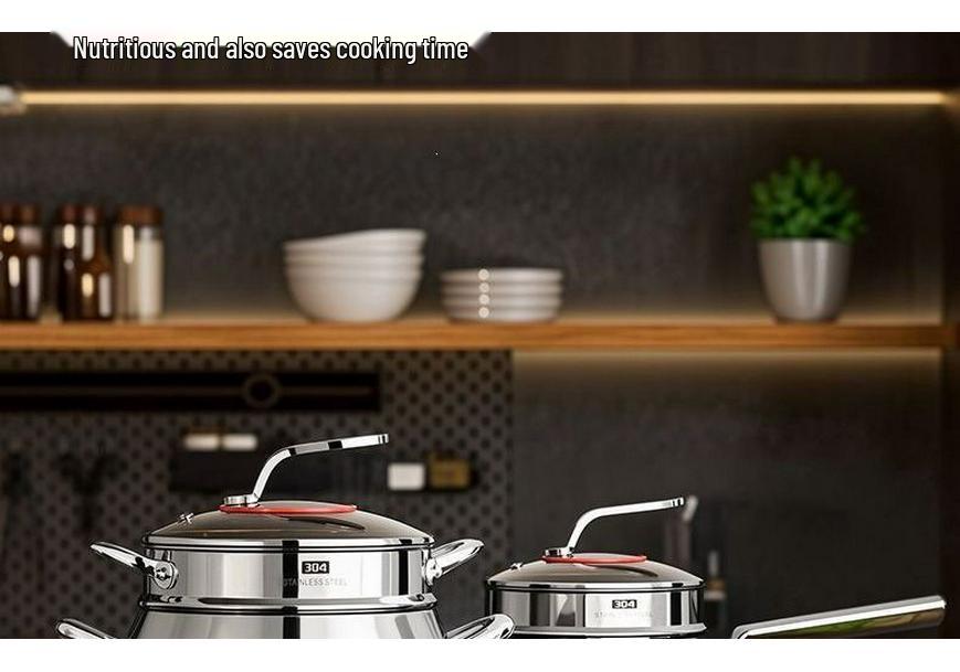 304 Stainless Steel Three-Layer Deep Soup Pot for Induction and Gas Stoves - Ideal for Baby Bottles, Stock, and Porridge.