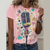 Geometric face pop art T-shirt ethnic 3d printing women's street O-neck T-shirt Harajuku Y2k top oversized