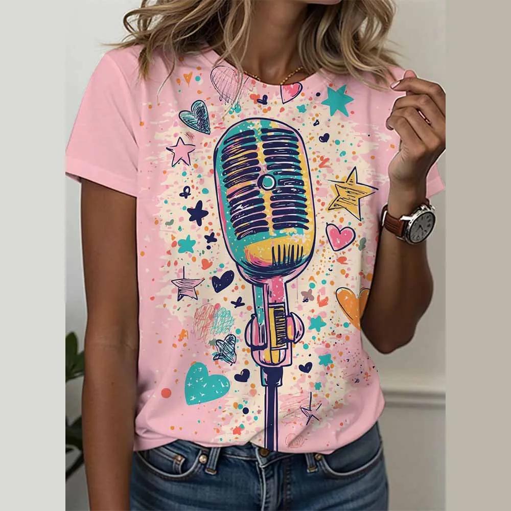 Geometric face pop art T-shirt ethnic 3d printing women's street O-neck T-shirt Harajuku Y2k top oversized