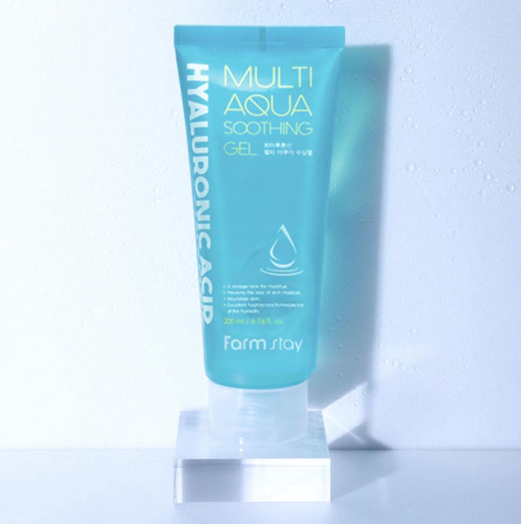 FARM STAY Gel apaisant Multi Aqua à l'acide hyaluronique 200 ml (3 options)