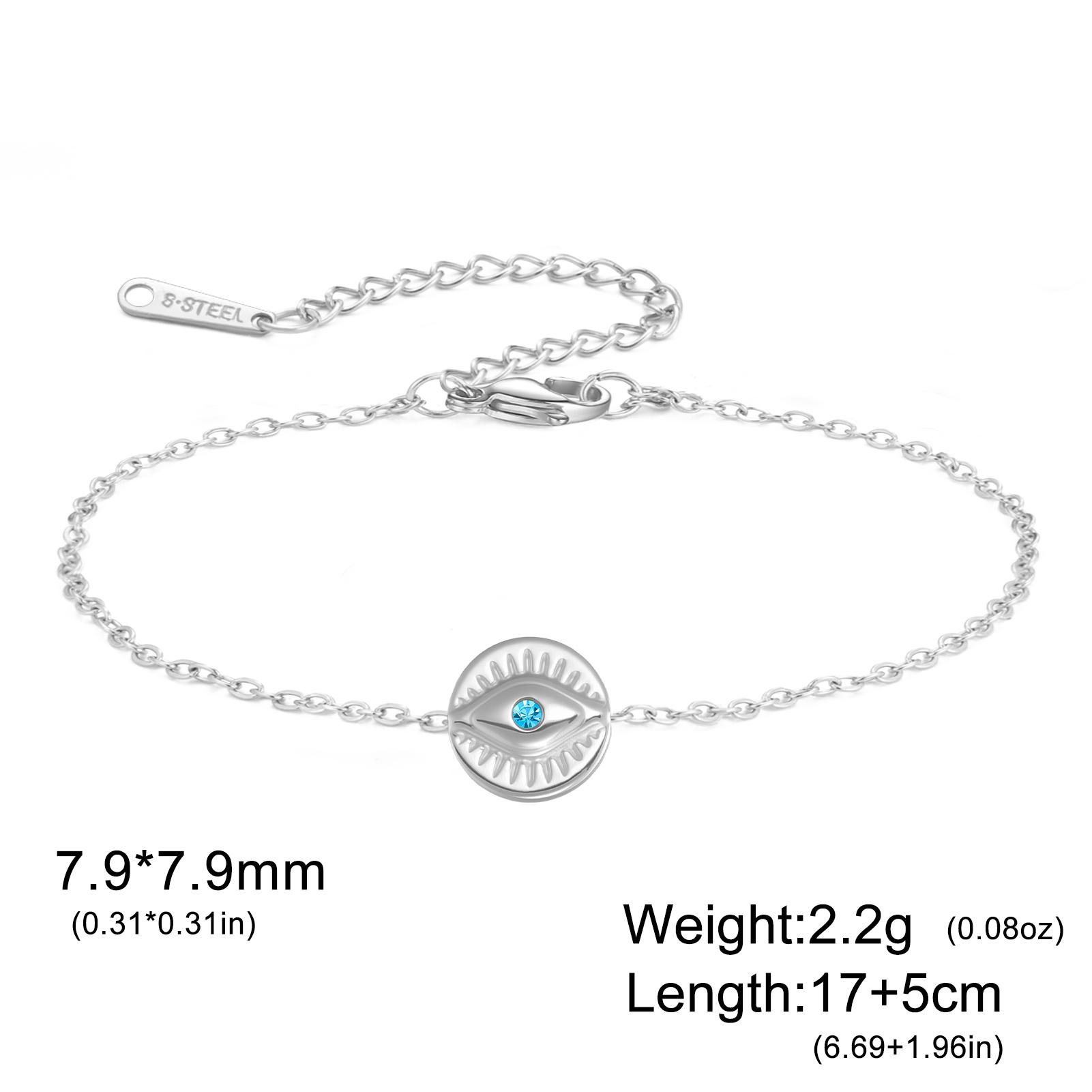 

Teamer Blue Zircon Devil s Eye Bracelet Women Stainless Steel Gold Color Hand Bracelet Spiritual Jewelry Birthday Gift Wholesale 17-22cm