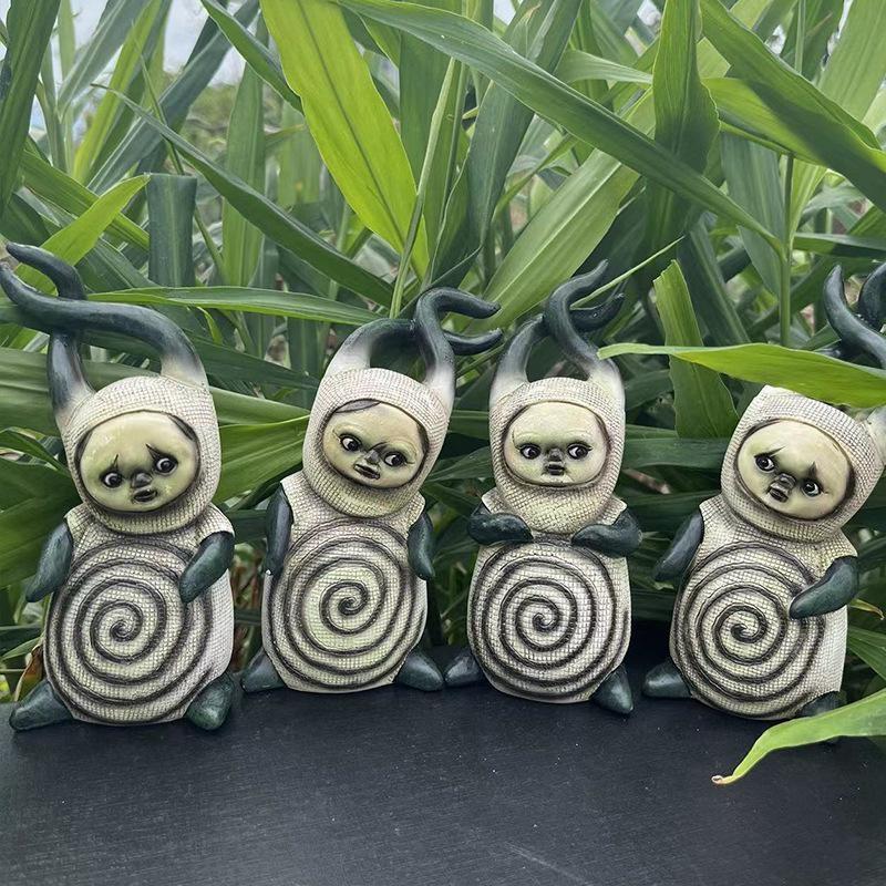 2023 Baby Goblin Halloween Dolls Decorative Figurines Art Quadruplet Ghost Doll Figurine Crafts for Garden Courtyard Small Decor Kawaii Gifts
