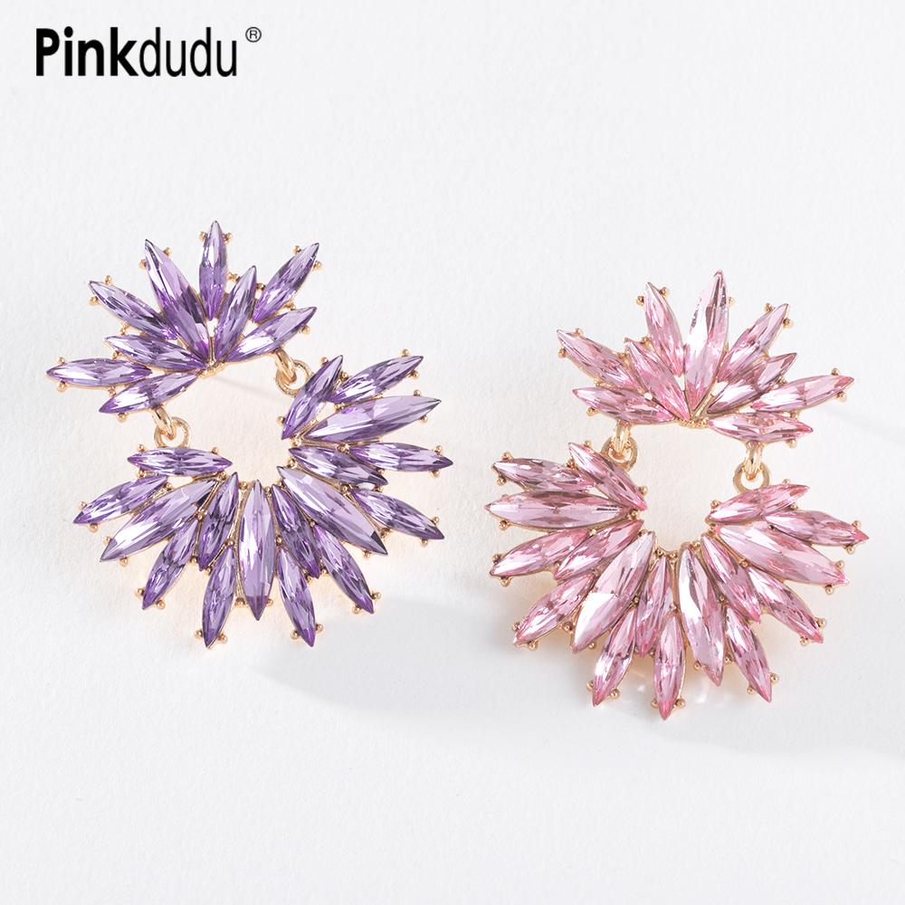 Pinkdudu Barevné kamínkové náušnice Osobnost Trendy slitinové křišťálové náušnice pro ženy Šperky PD1597