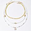 3 Pieces Women Fashion Choker Necklaces Shell Starfish Pendant Pearl Beads Golden Beads Minimalist Style Summer Beach Vacation Gift