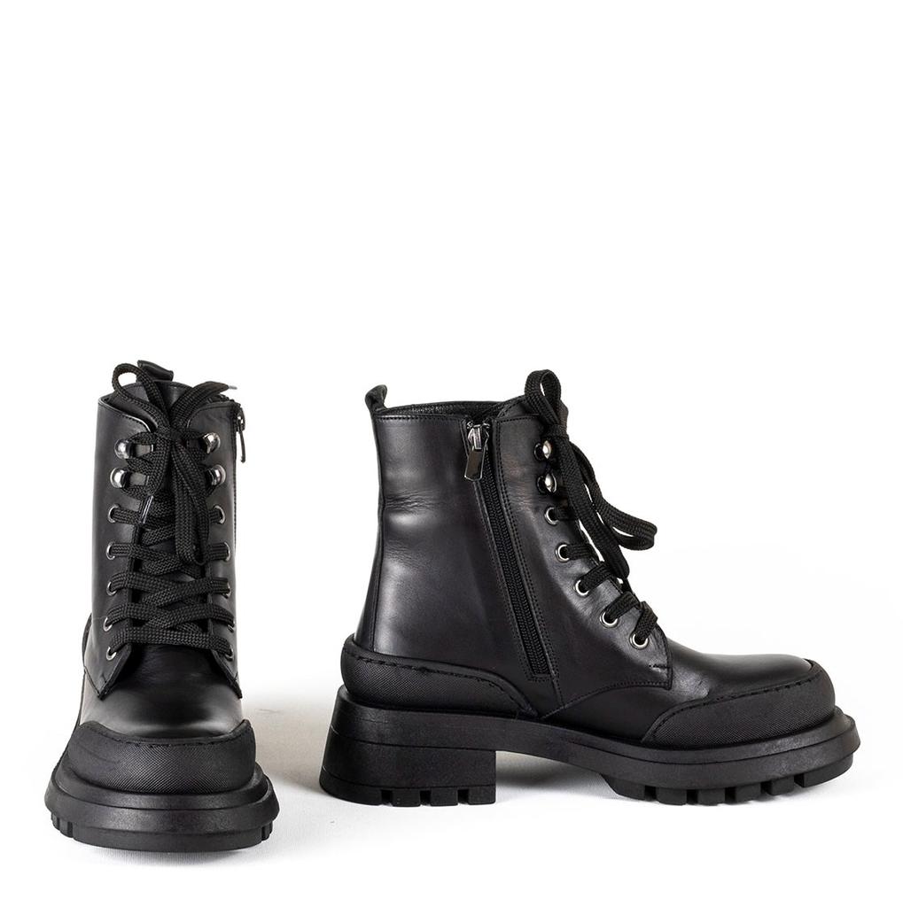 Stilvolle Freizeitstiefel für Damen aus echtem Leder mit dicker Thermosohle