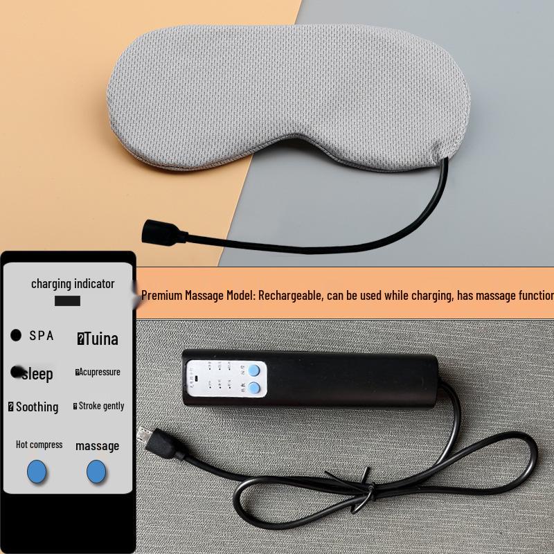 Rechargeable USB Faux Silk Eye Mask with Aroma Bag - Light Blocking, Hot Compress, Relieves Eye Fatigue, Breathable and Soothing for Women.