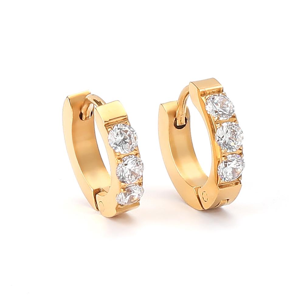 

Одинарный ряд бриллиантов из нержавеющей стали кафф для уха - Серьги-клипсы из титановой стали для козелка уха