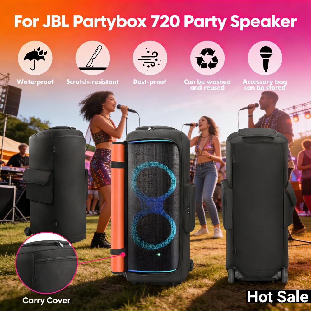 For JBL Partybox 720 Party Speaker Dust Cover with Mic Pocket Double-Sided Speaker Storage Bag Wear Resist Speaker Accessories