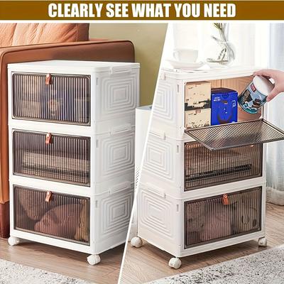 1 Stück 2/3-lagig, diverser Schuh-Organizer mit Rollen, durchsichtige stapelbare Präsentationsbox, herausnehmbarer Organizer für Küche und Schlafzimmer, Make-up-Organizer