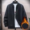 Mens Winter Sweater Thick Fleece Warm Cardigan Sweaters Casual Stand Collar Full Zip Cardigans Zip Pockets Solid Outwear