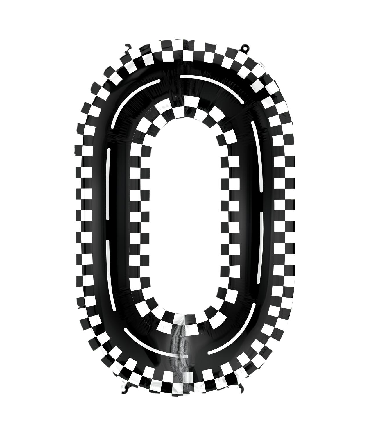 35 Inch Birthday Number 0-9 Balloons for Boys, Checkered Racing Foil ,Kids Birthday Race Car Flag Party Decoration Supplies Number&35Inch