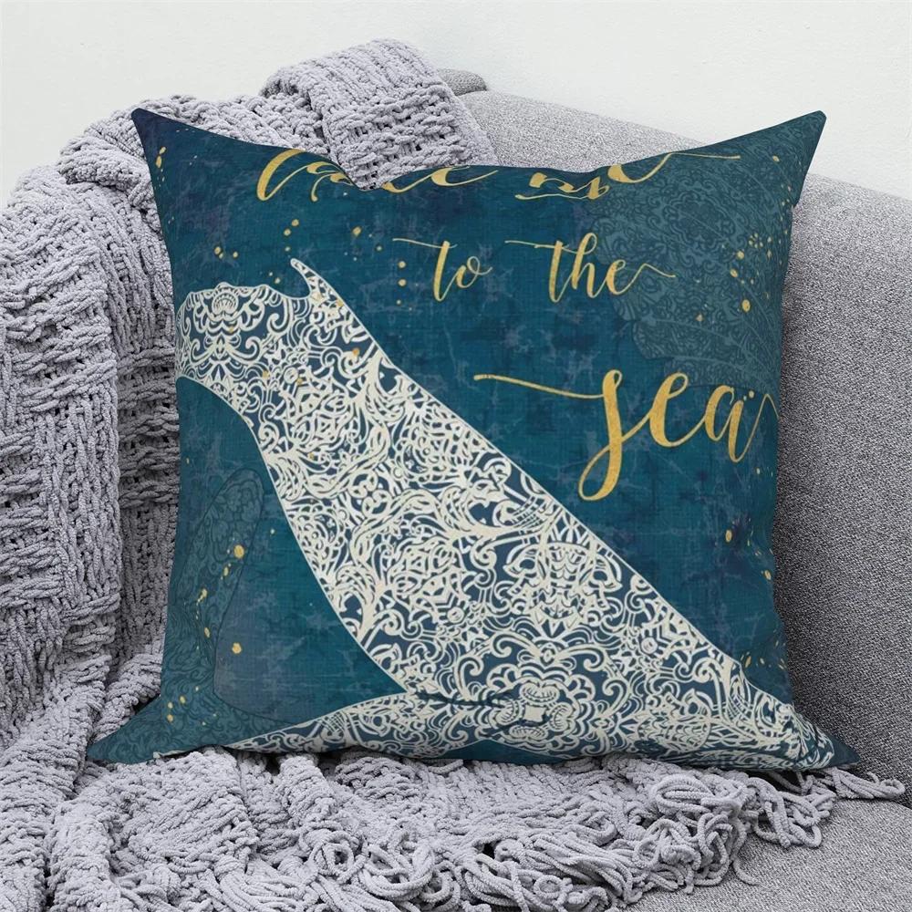 Ocean Sea Animal Blue Pillowcase Sofa Cushion Cover Decoration Bedroom  Throw