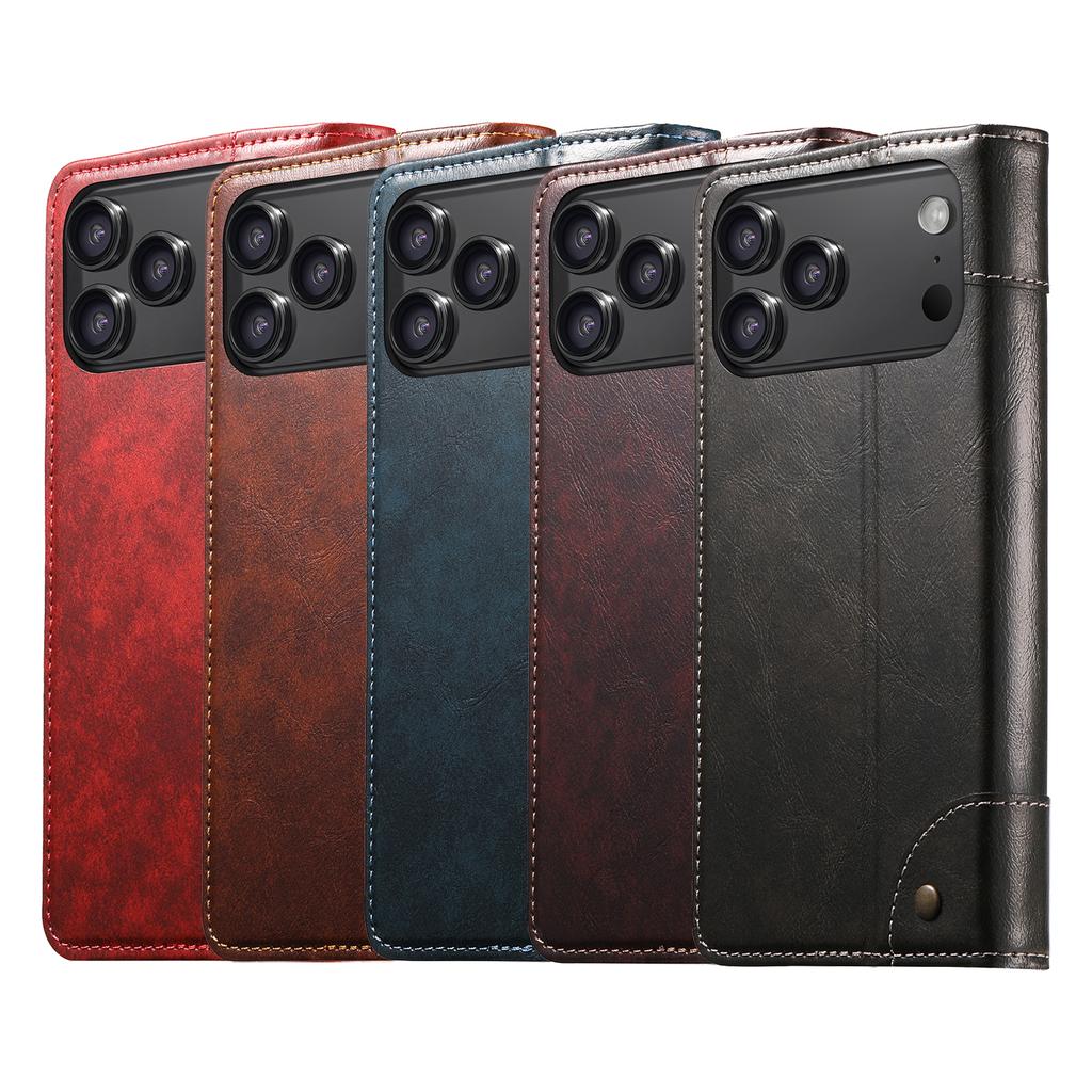 Business Magnetic Leather Wallet Card Solt Phone Case For iPhone 17 Pro Max 16 Plus 15 14 13 12 11 Bag Flip Book Kickstand Cover