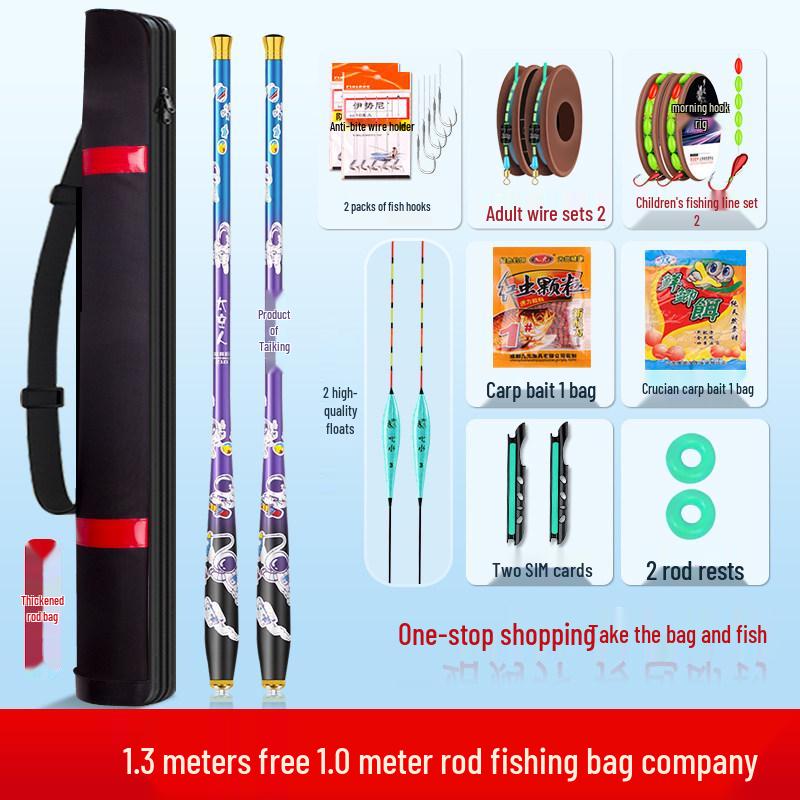 Mini Children's Fishing Rod Set with Hooks – Pocket-Sized Shrimp Rod for Kids