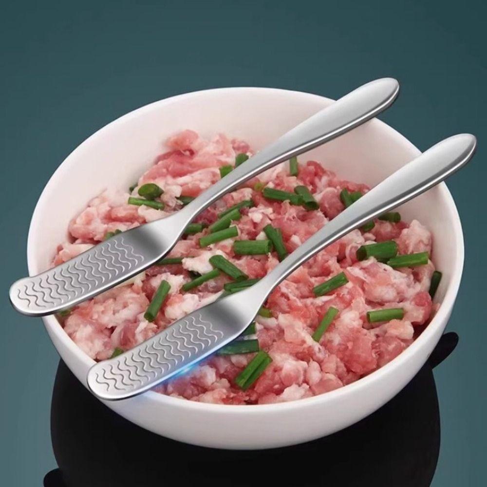 2pcs 316 Stainless Steel Dumpling Filling Spoon Non-slip Bread Butter Spatula Cooking