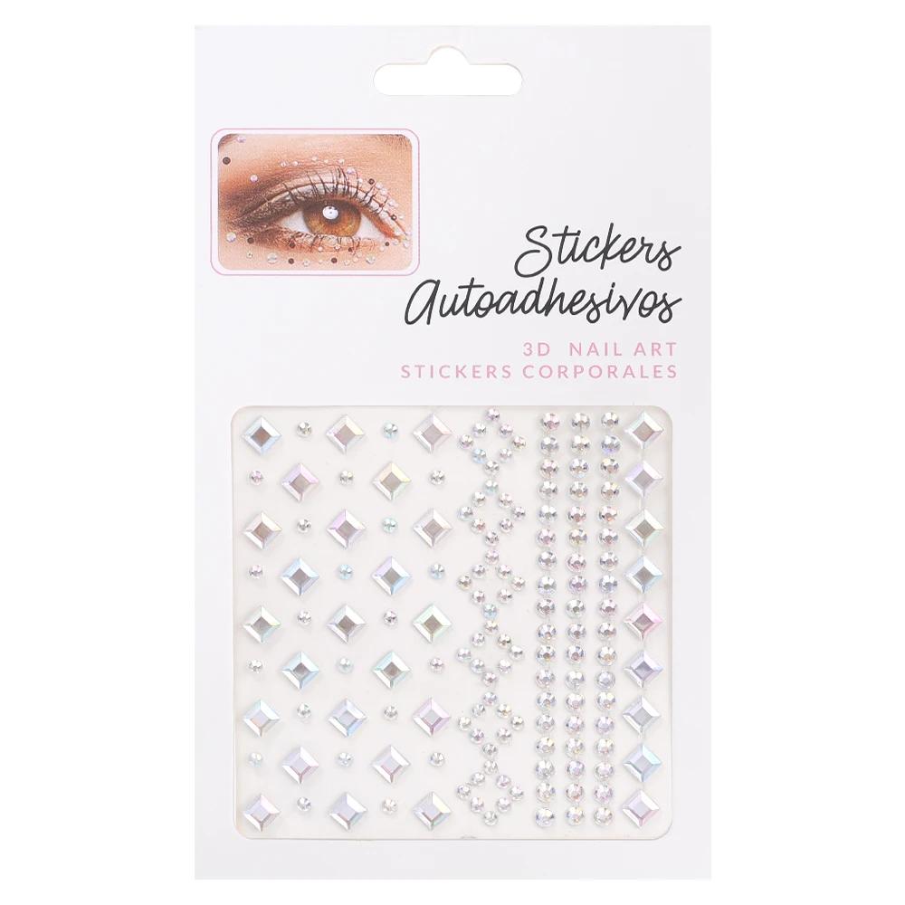 1/4pcs 3D Shiny Rhinestone Stickers Pearls Diamond Makeup Self Adhesive Drop-shaped Crystal Heart Tattoos Eye Face Decoration
