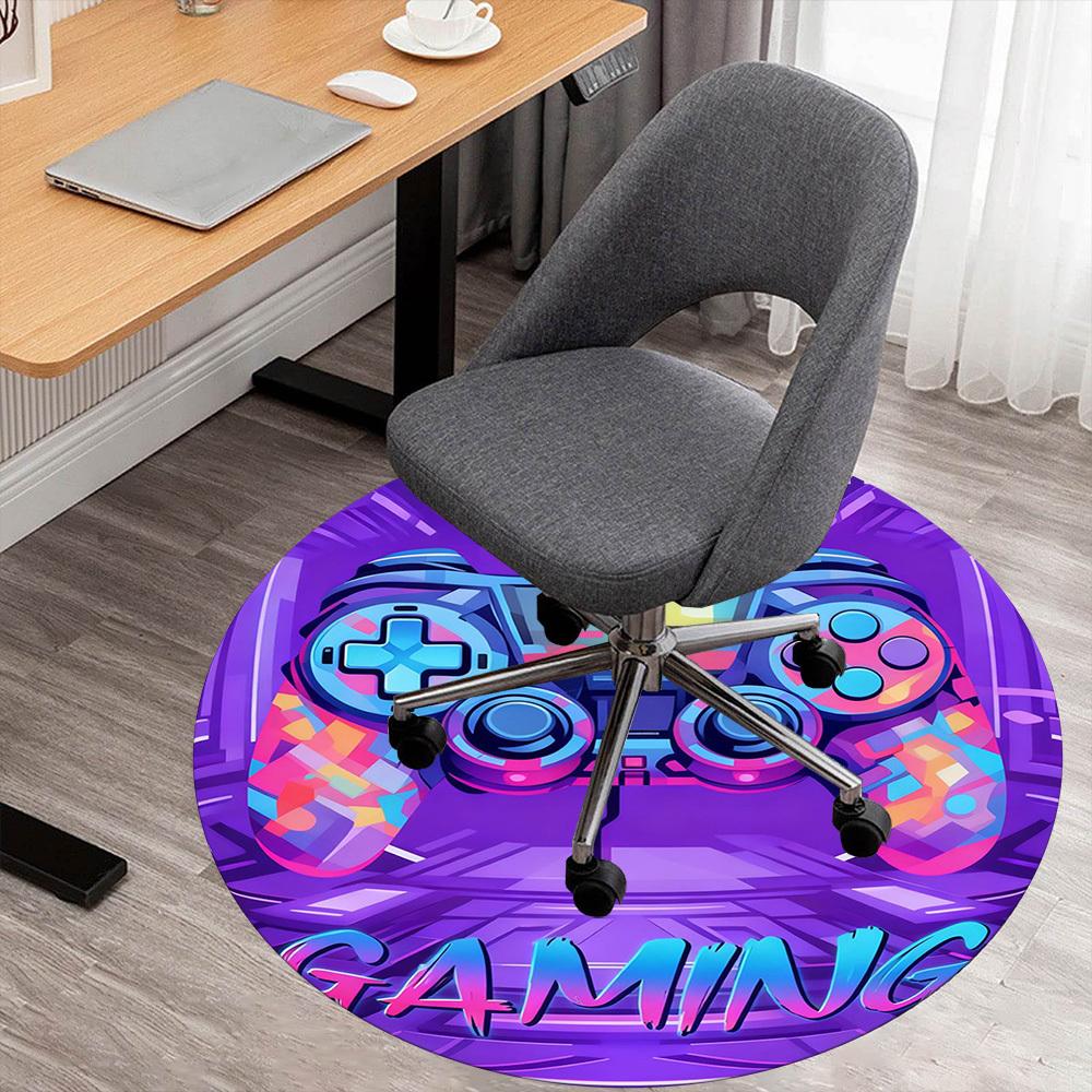 1PC Gamer Controller Round Chair mat Area Rug - Non-Slip, Floor Mat for Office, Bedroom, and Indoor Decor -Gift D1127193
