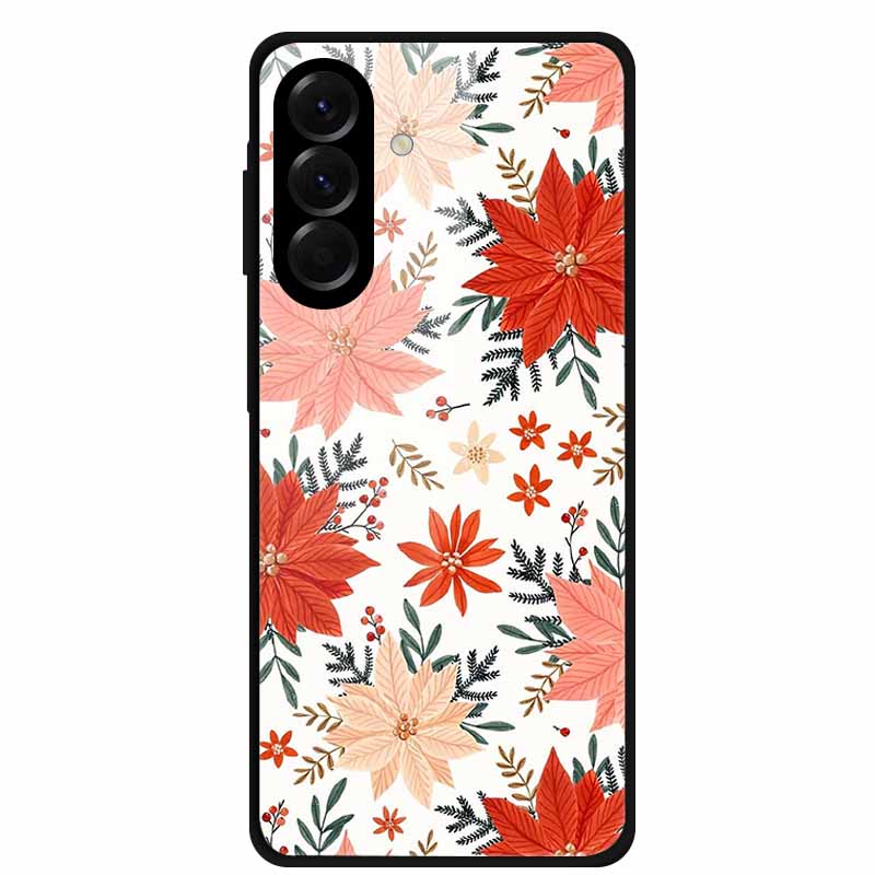 Tempered Glass Phone Case For Samsung Galaxy S24 FE Case Hard PC Back Cover Shell for Galaxy S24FE S 24 FE 5G Hard Covers Flower