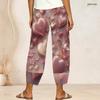 Women Plus Size Cross Hem Long Pants Retro Star Stripe Geometric Print Loose Casual Trousers