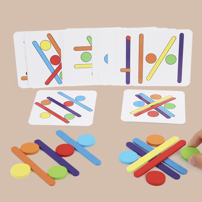 Children's Rainbow Stick Thinking Puzzle Montessori Wooden DIY Ice Cream Stick Puzzle Challenge Table Games Educational Toys