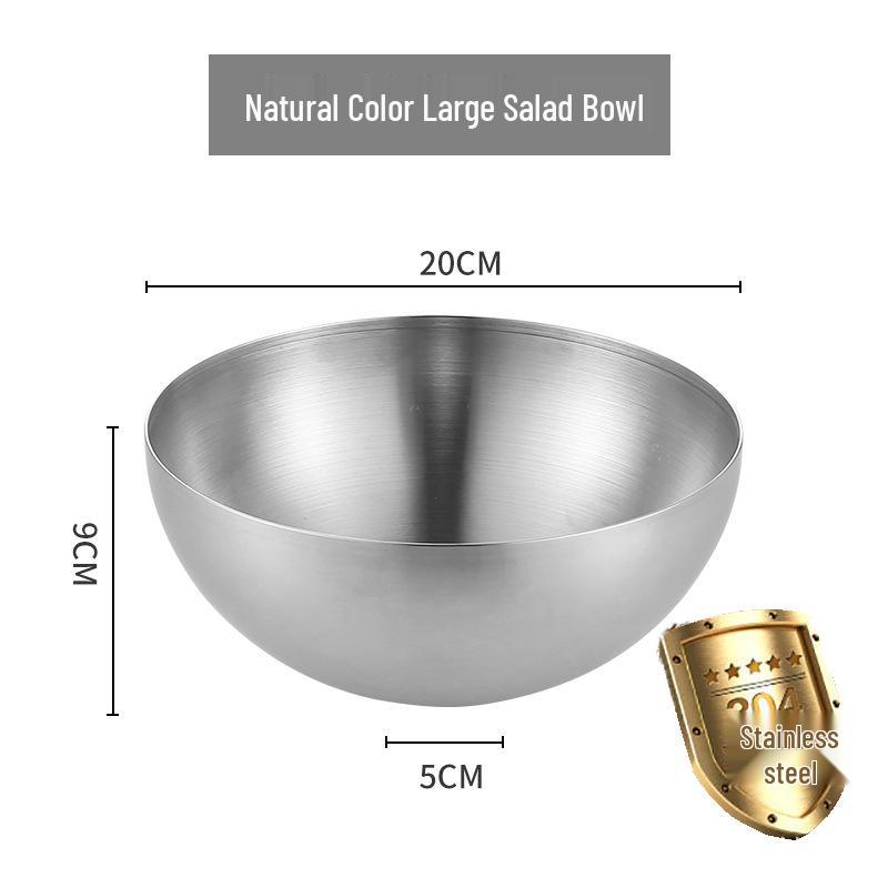 Korean Style Large Stainless Steel Bowl for Salads, Soups, Noodles, BBQ, and Bibimbap Cooking