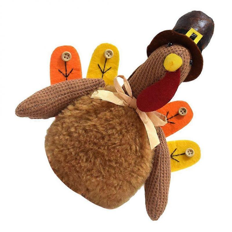 Handmade Thanksgiving Turkey Plush Doll Decoration Soft Stuffed Animal Toy For Fall Photography Autumn Harvest Festival Tabletop Decor