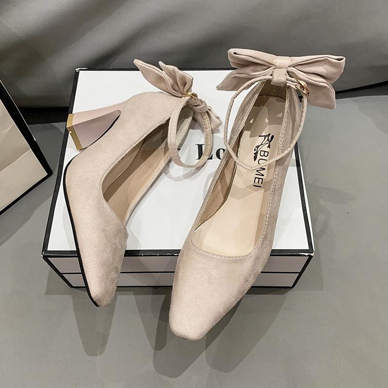 Fashion Women Pumps Bowknot Pointed Toe Stiletto Sexy 11cm Thin Ankle Strap High Heels Female Red Wedding Shoes Plus Size