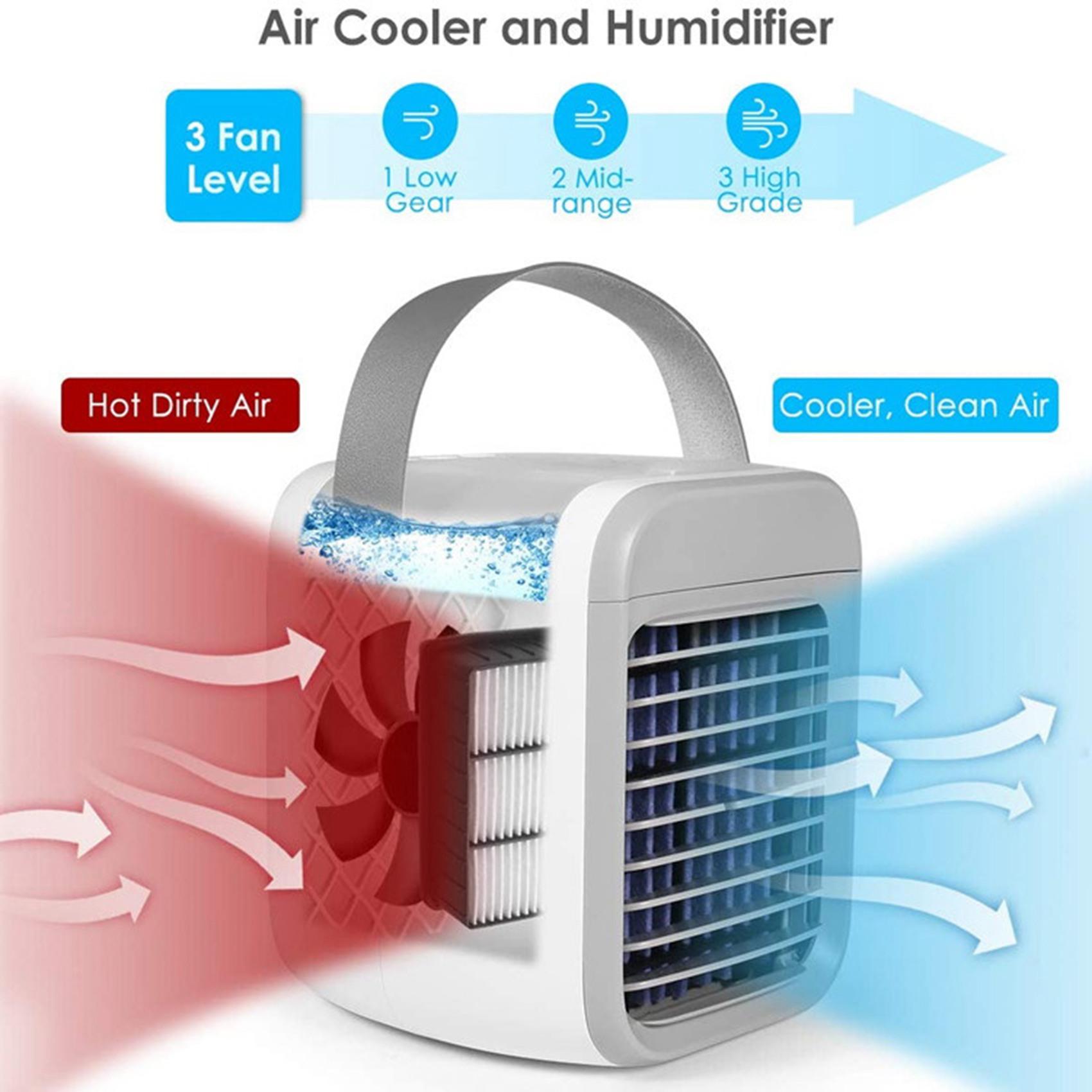 LITE-Mini Air Conditioner Fan Desktop Evaporative Air Cooler 3 Speed Portable Air Conditioner Fan Household Air Cooler 220V-240V EU Plug белый