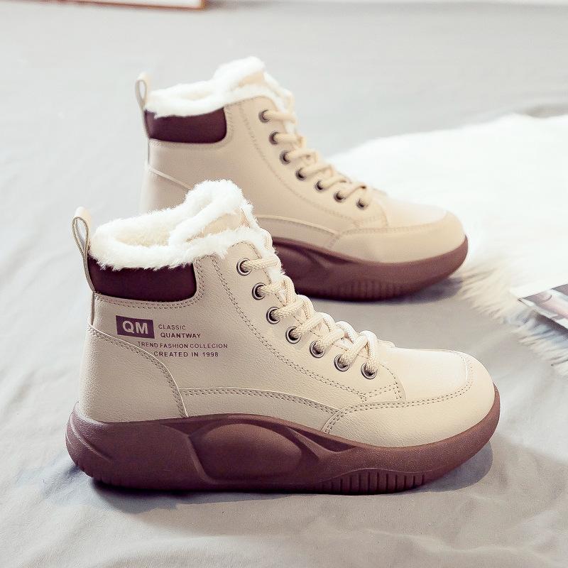 Winter velvet thickened warm snow boots women's versatile new thick-soled cotton boots large cotton women's shoes winter cotton shoes