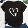 Love Cartoon Print Crew Neck T-shirt Casual Loose Short Sleeve Fashion Summer T-Shirts Tops Women's Clothing