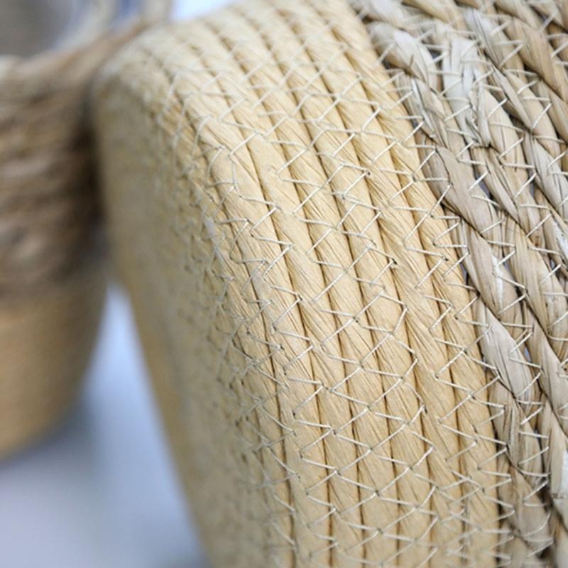 Straw Weaving Plant Pots Containers Hand Woven Plant Pots Cover Leak-Proof Garden Pots Container for Indoor Outdoor Garden